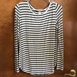 Long sleeve black and white striped shirt